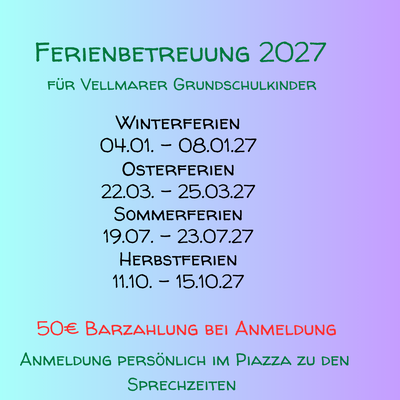 Ferienbetreuung 2027