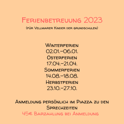 Ferienbetreuung 2023