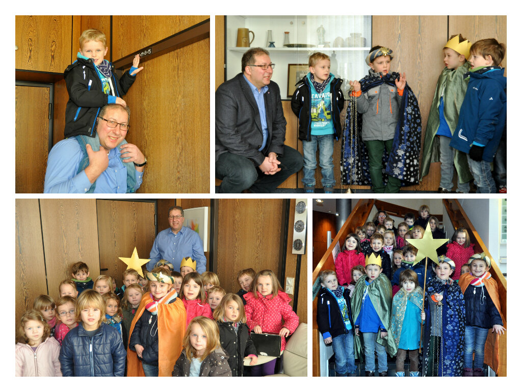 Die Sternsinger der Kath. Kita Heilig Geist mit Bürgermeister Manfred Ludewig