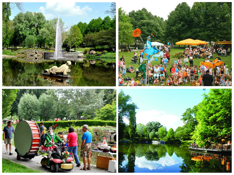 Fotocollage mit verschiedenen Ansichten des Ahneparks