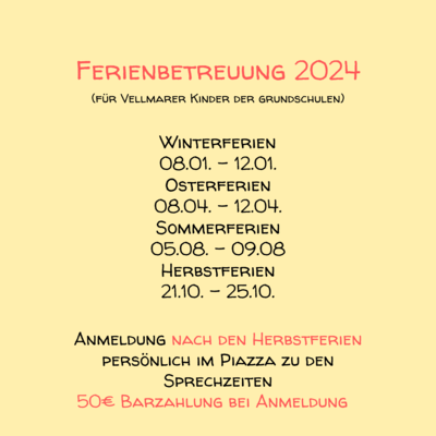 Ferienbetreuung 2024