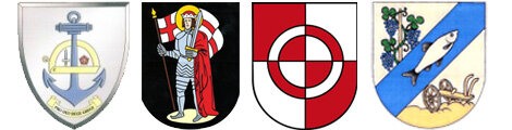 Bildleiste mit Wappen der drei Partnerstädte